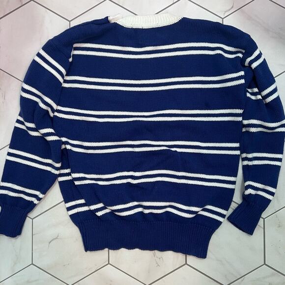 Gap Vintage Blue and White 100% Cotton Striped Sweater Size S - Picture 3 of 5